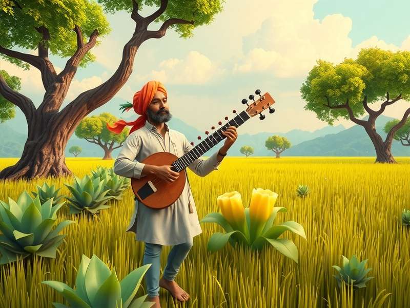 Sitar Farm Journey gameplay showing music integration